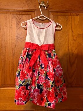 American Princess Girls Floral Pink Bow Party Dress